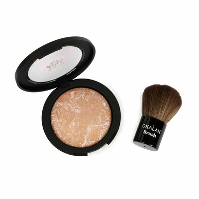 Okalan Silty Fine Baked Powder & Kabuki Brush SET New With Box