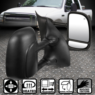 ДЛЯ 99-07 F250/350/450 СВЕРХПРОЧНАЯ ПАРА БУКСИРОВОЧНЫХ ЗЕРКАЛ ЗАДНЕГО ВИДА С ДВУМЯ РЫЧАГАМИ С ЭЛЕКТРОПРИВОДОМ