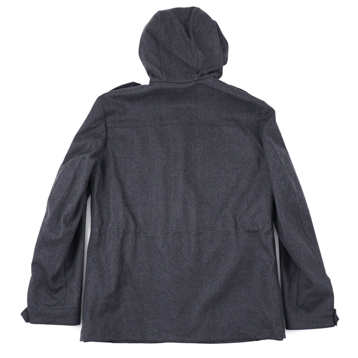 Pre-owned Luigi Borrelli Charcoal Gray Flannel Wool Field Jacket With Hood M (eu 50)