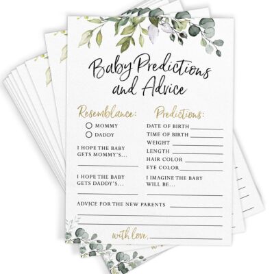 Baby Shower Game, Baby Predictions and Advice, Eucalyptus Theme, Set of 30