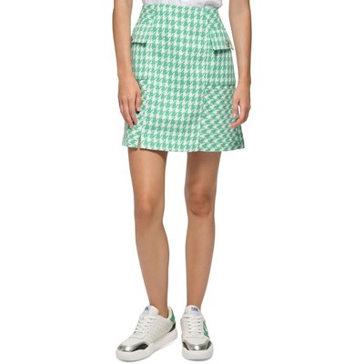 Karl Lagerfeld Paris Womens Short Houndstooth Tweed Mini Skirt BHFO 8366
