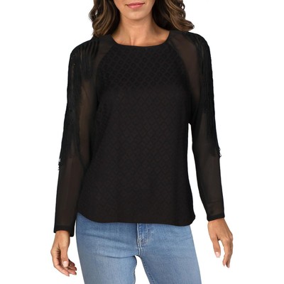 Elie Tahari Женская темно-синяя блузка с вышивкой с имитацией шеи, рубашка XS BHFO 6470