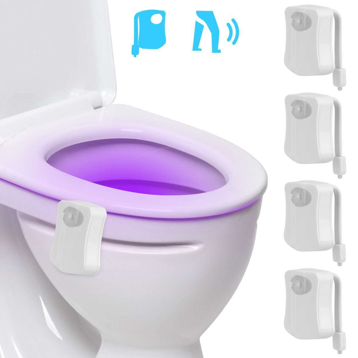 4Pcs 16 Color LED Toilet Night Light Motion Activated Sensor Bathroom Bowl Seat