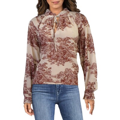 

Женская темно-серая шифоновая блузка с принтом Elan, топ  BHFO 5195, Taupe/red
