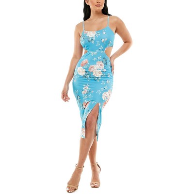 

Женское синее облегающее платье миди с цветочным принтом Bebe Juniors  BHFO 2148, Baby blue blooms