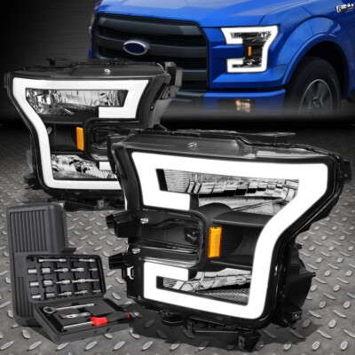ДЛЯ 15-17 FORD F-150 LED DRL ЧЕРНЫЙ КОРПУС ЯНТАРНЫЙ УГЛОВОЙ ФАР ЛАМПЫ + НАБОР ИНСТРУМЕНТОВ