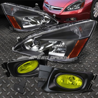 ЧЕРНАЯ ФАРА + ЖЕЛТЫЙ ПОВОРОТНЫЙ СИГНАЛ + ЖЕЛТЫЕ ПРОТИВОТУМАННЫЕ ФАРЫ + ПЕРЕКЛЮЧАТЕЛЬ ДЛЯ 03-07 ACCORD 2/4DR