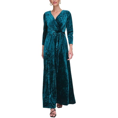 Женское зеленое длинное платье для коктейлей и вечеринок DKNY с поясом 6 BHFO 2919