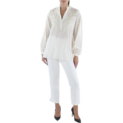 

Женская рубашка-туника с v-образным вырезом и вышивкой Lauren Ralph Lauren BHFO 1885, Winter cream