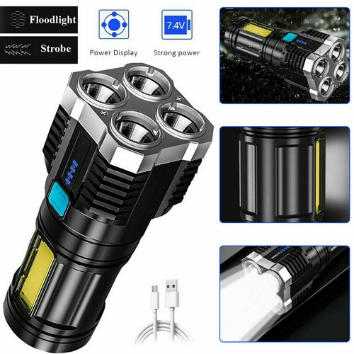 Torcia a Led Potente da Campeggio Tattica Militare Ricaricabile USB Impermeabile