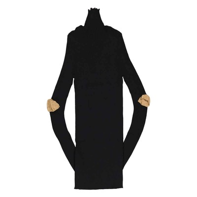 Pre-owned Moncler Ladies Black Ciclista Tricot Cotton Blend Turtleneck Jumper