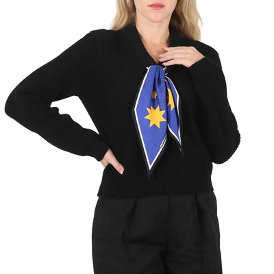 Pre-owned Burberry Ladies Black Scarf Detail Wool Sweater