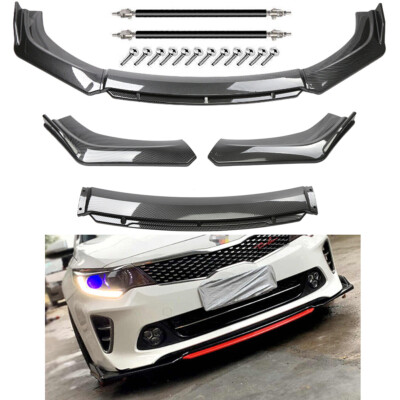 For Kia Forte Koup Front Bumper Lip Splitter Spoiler Carbon Fiber Strut Rod