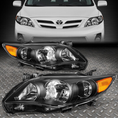 ДЛЯ 11-13 TOYOTA COROLLA СЕДАН ЧЕРНЫЙ КОРПУС ЯНТАРНЫЕ УГЛОВЫЕ ФАРЫ ГОЛОВНОГО СВЕТА