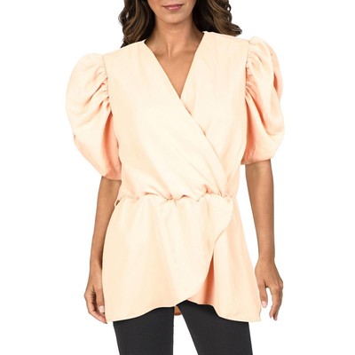 

Женская розовая блузка с баской и запахом Axe Paris  BHFO 3335, Nude