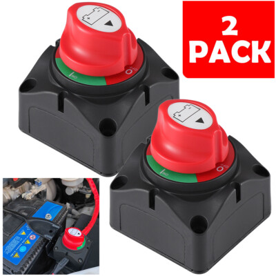 2pcs 12V Battery Disconnect Rotary Switch Cut On/Off Set For Car SUV ATV RV Boat