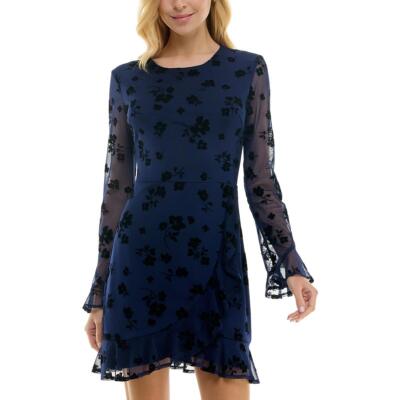 B. Darlin Womens Floral Casual Sheer Sheath Dress Juniors BHFO 2353