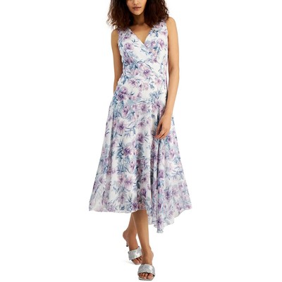

Женское асимметричное платье макси из шифона цвета слоновой кости Connected Apparel  BHFO 8465, Ivory multi
