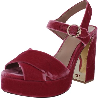 

Женские бархатные сандалии на платформе Tory Burch Loretta с ремешком на пятке BHFO 9997, Jaipur pink, Loretta