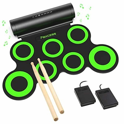 PAXCESS Electronic Drum Set, Roll Up Drum Practice Pad Midi Drum Kit with Built-