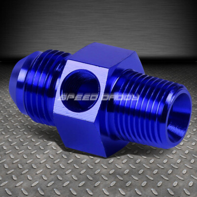 СИНИЙ ФИТИНГ/ПЕРЕХОДНИК С 8-ДЮЙМОВЫМ РАЗЪЕМОМ ДЛЯ СОЕДИНЕНИЯ С ПЕРЕГОРОДКОЙ 1/2 NPT + ПОРТ ДАВЛЕНИЯ/ТЕМПЕРАТУРЫ 1/8