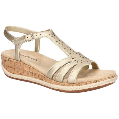 

Женские сандалии на танкетке Dorinda Easy Street из искусственной кожи с ремешком на пятке BHFO 0458, Золотой, Dorinda