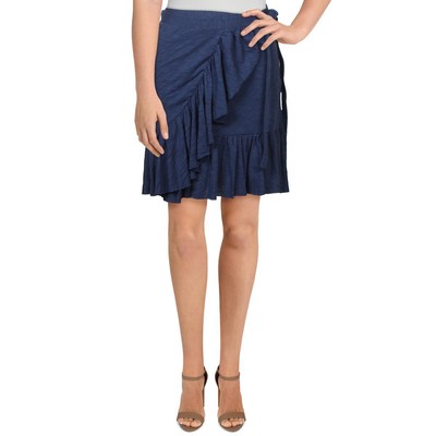 Женская голубая облегающая юбка с запахом Goldie Womens Blue Side Tie Slub XS BHFO 1821