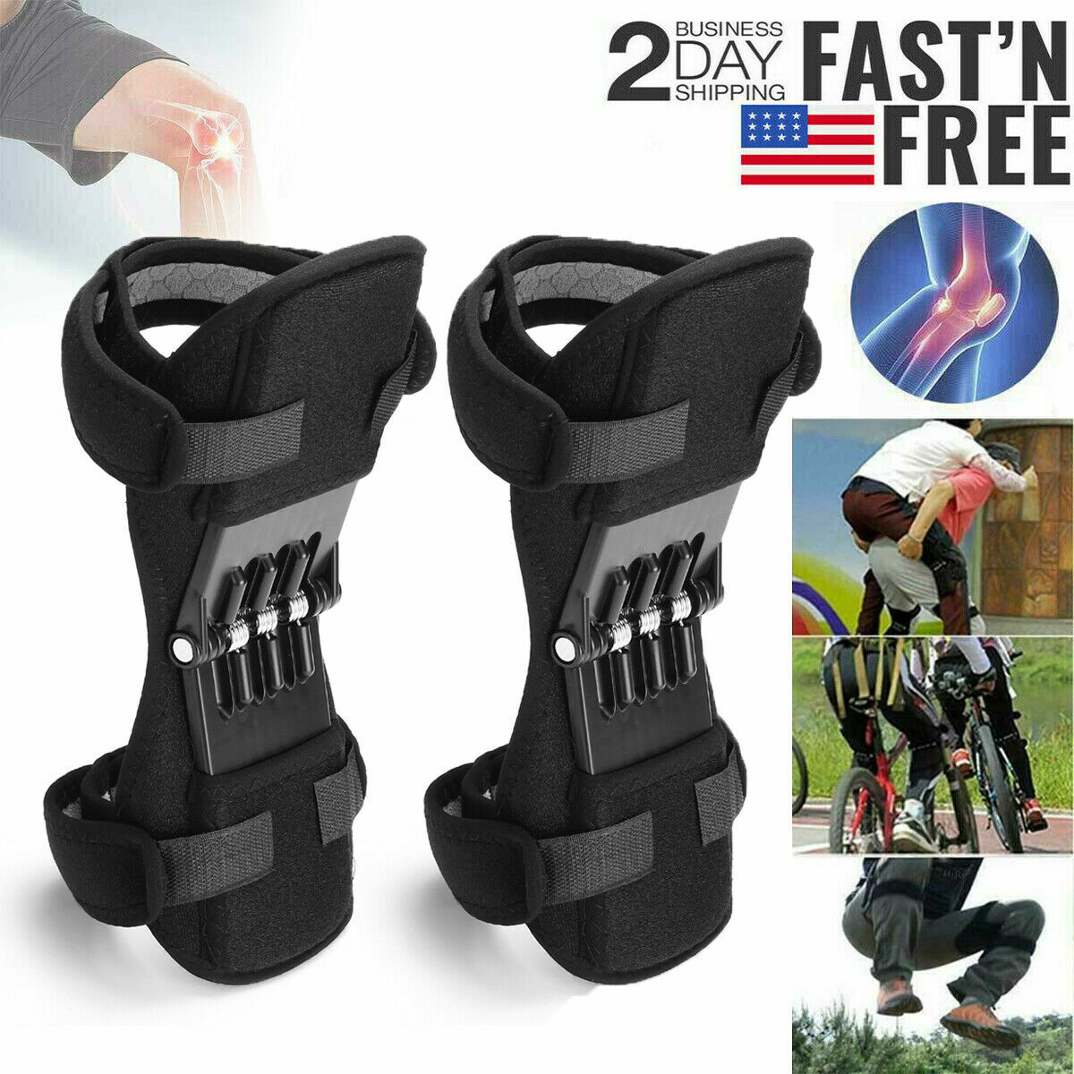 2 Packs BIMZUC Power Knee Brace Joint Support Protective Gear Booster