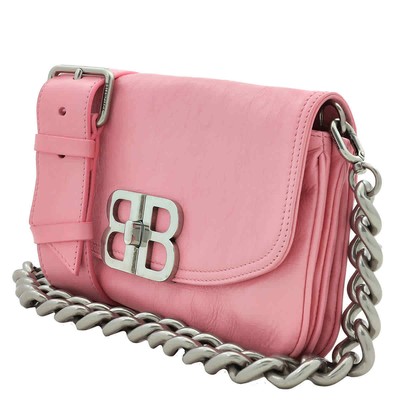 Pre-owned Balenciaga Sweet Pink Calfskin Small Bb Soft Flap Shoulder Bag 748598 2aaiy 5812