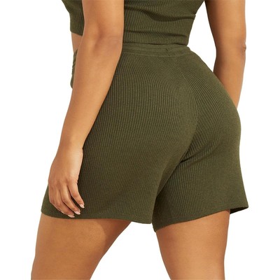 

Женские шорты-бермуды Guess Charli Green Sweat в рубчик с завязками  BHFO 0656, Joshua tree