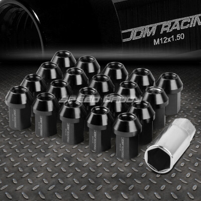 КОМПЛЕКТ ГАЕК JDM CLOSE-END ИЗ ЧЕРНОГО АЛЮМИНИЯ С 20 НАКОНЕЧНИКАМИ + АДАПТЕР M12X1,5 ДИАМЕТРОМ 25 ММ / ВЫСОТОЙ 35 ММ