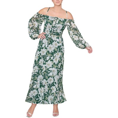 Женское зеленое шифоновое макси-платье с цветочным рисунком Rachel Rachel Roy 0 BHFO 1590