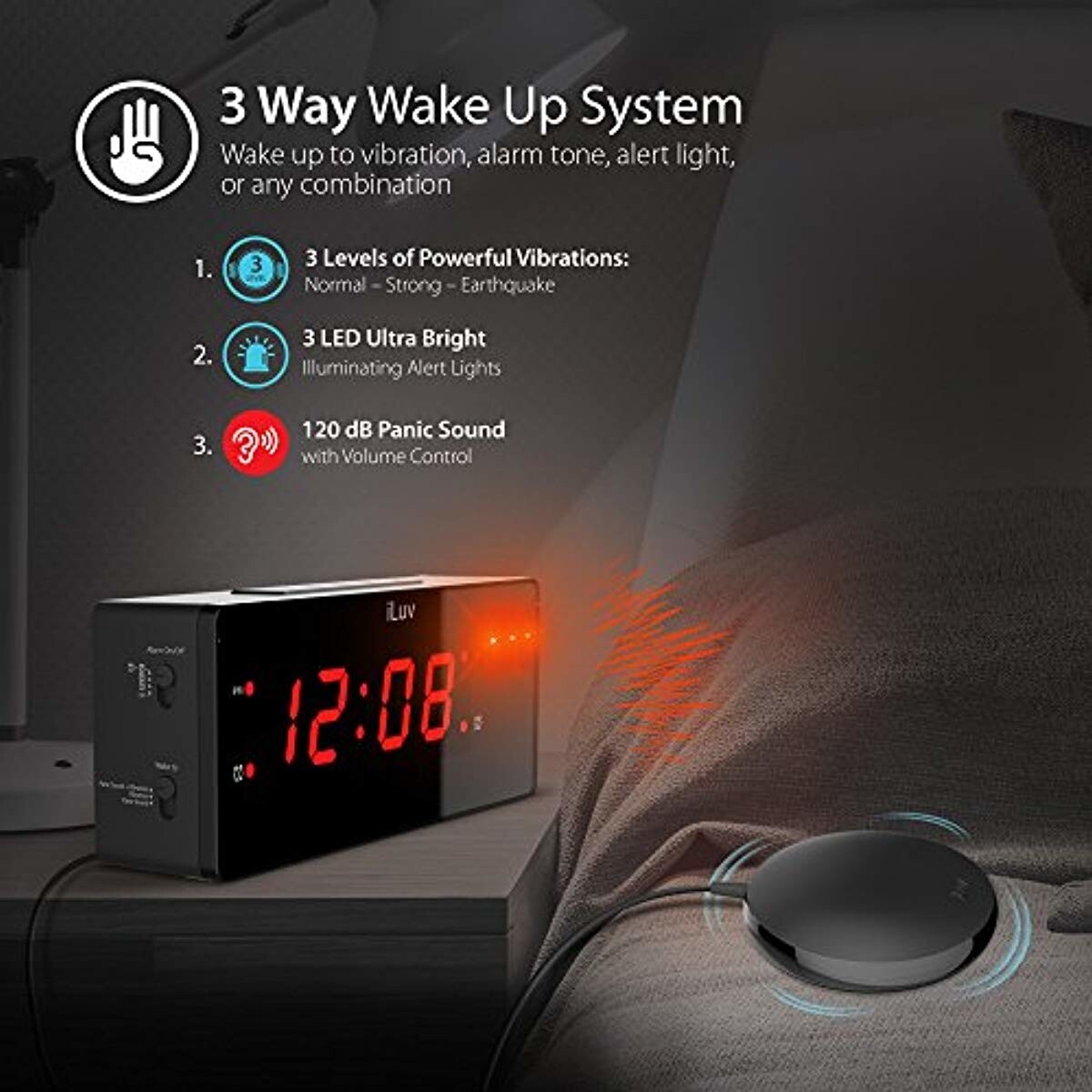 W/wired Bed Shaker Ideal For Deaf/hearing Impaired New