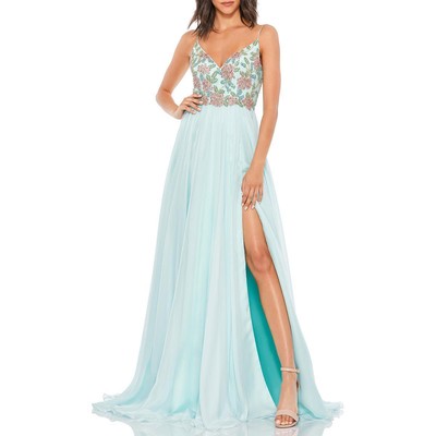 

Женское длинное вечернее платье Mac Duggal с украшением для особых случаев BHFO 3963, Aqua