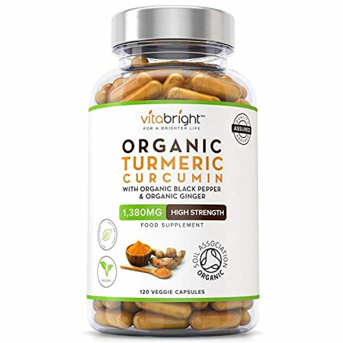 Organic Turmeric Curcumin Black Pepper Ginger High Potency 120 Capsules