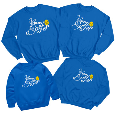 Family Bunny Ears Happy Easter Sweatshirt Jumper Holiday Matching Outfit 2#ED