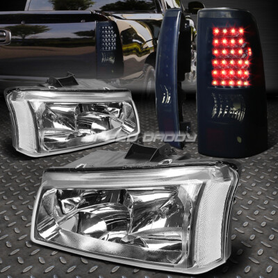 ХРОМИРОВАННАЯ + ПРОЗРАЧНАЯ УГЛОВАЯ ФАРА + ЧЕРНЫЙ ДЫМЧАТЫЙ СВЕТОДИОДНЫЙ ЗАДНИЙ ФОНАРЬ ДЛЯ 03-07 SILVERADO