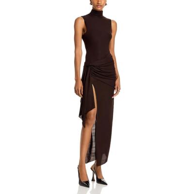Ronny Kobo Womens Crystal Brown Ruched Hi-Low Evening Dress S BHFO 1693