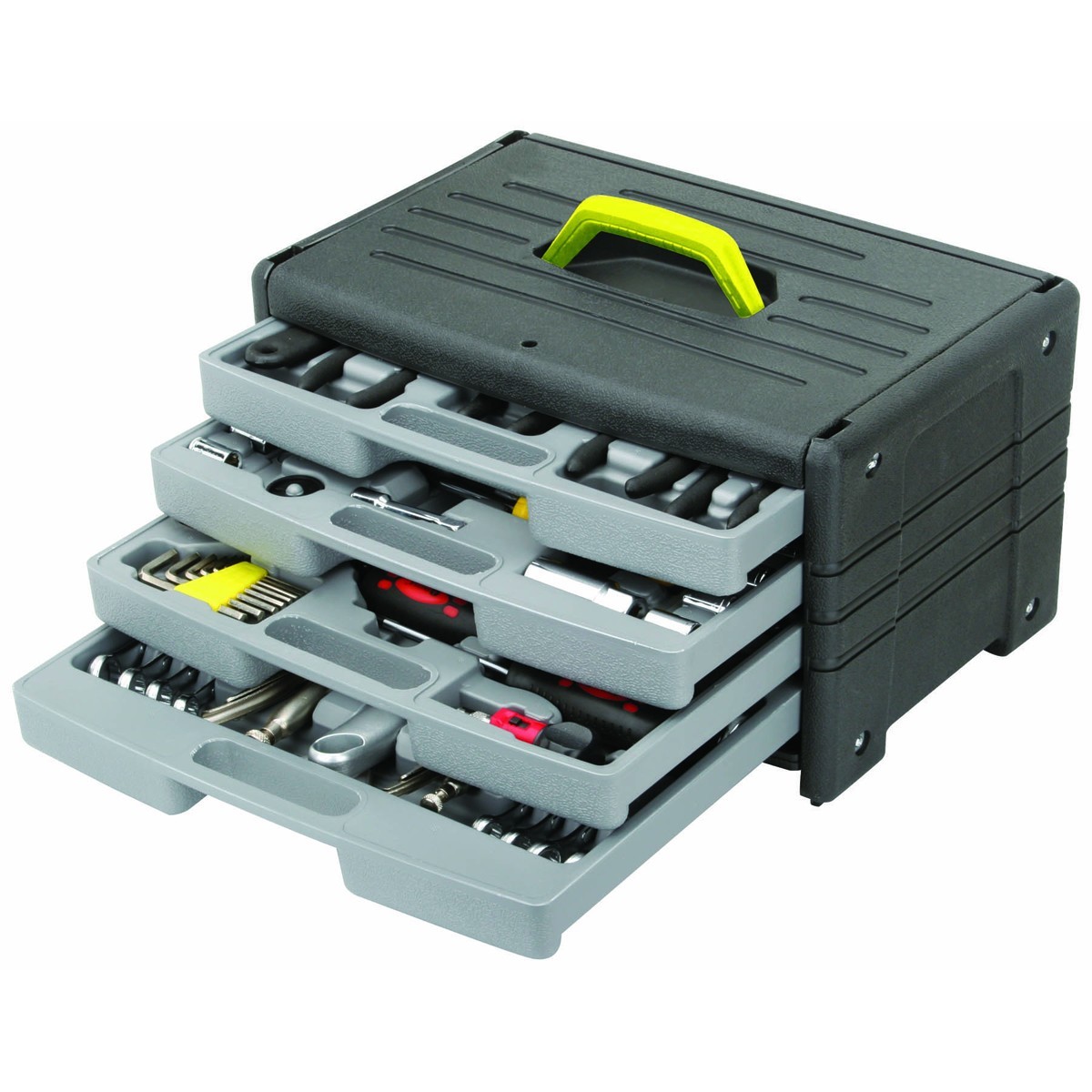 105 Pc Tool Kit 4-Drawer Chest Starter Emergency Repair Fix DIY Sockets Wrenches