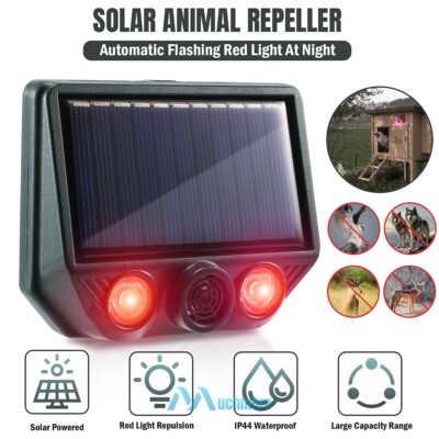 Outdoor Solar Ultrasonic Power Pest Animal Repeller Repellent Garden Cat Dog Fox