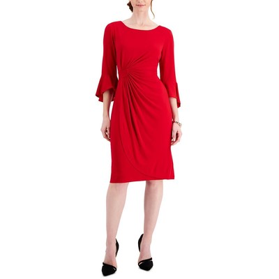 Connected Apparel Womens Ruched Bell Sleeves Sheath Dress Petites BHFO 2485