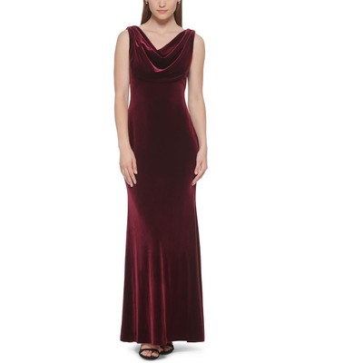 

Женское красное бархатное вечернее платье с воротником-хомутом Vince Camuto  BHFO 9645, Wine