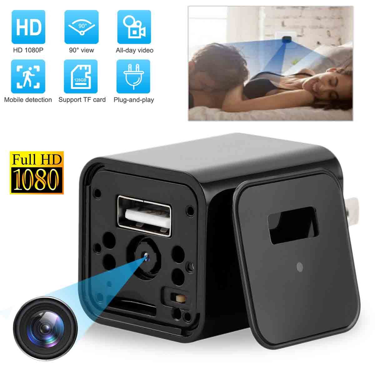 Mini Wall Charger Camera HD 1080P Smart Home Motion Detection Security Cam USB