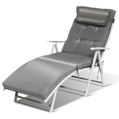 Topbuy Cushioned Folding Chaise Lounge Chair Adjustable Recliner