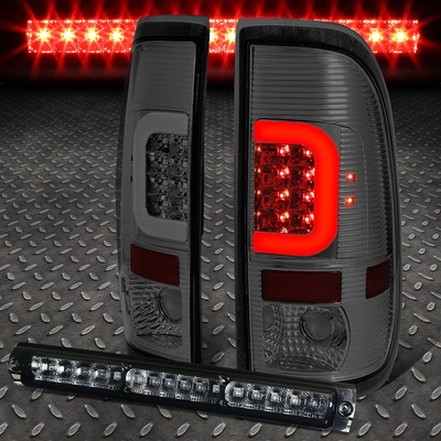 [LED C-BAR]FOR 1997-2004 FORD F-150/F-250 SMOKED TAIL LIGHT+THIRD 3RD BRAKE LAMP