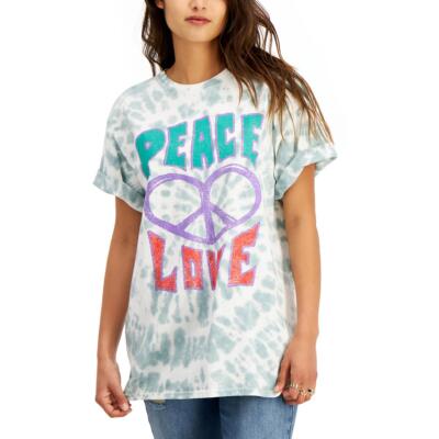 Junk Food Womens Peace Love Cotton Tie-Dye Футболка Top Junior BHFO 7979