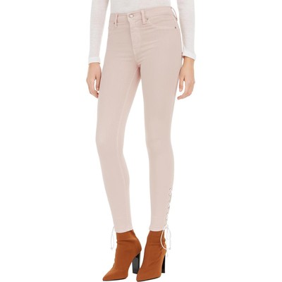Узкие джинсы Hudson Womens Barbara Pink Denim с боковой шнуровкой 24 BHFO 1230