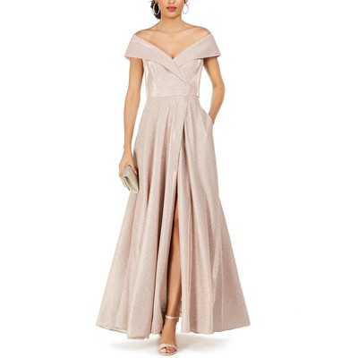 Женское розовое вечернее платье Xscape с открытыми плечами Gown Petites 6P BHFO 1732