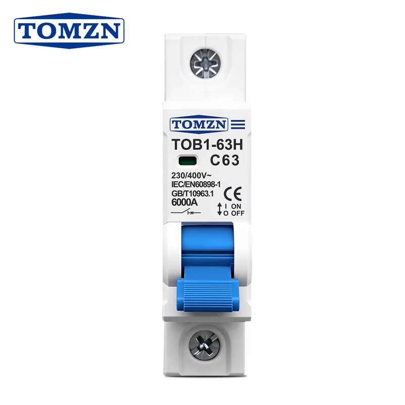 1P AC MCB TOB1-63H C type 230/400V~ 50Hz/60Hz Mini Circuit Breaker 3A 6A 10A 16A