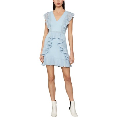 

BCBGMAXAZRIA Женское синее плиссированное мини-коктейльное платье крючком  BHFO 5490, Light crystal blue